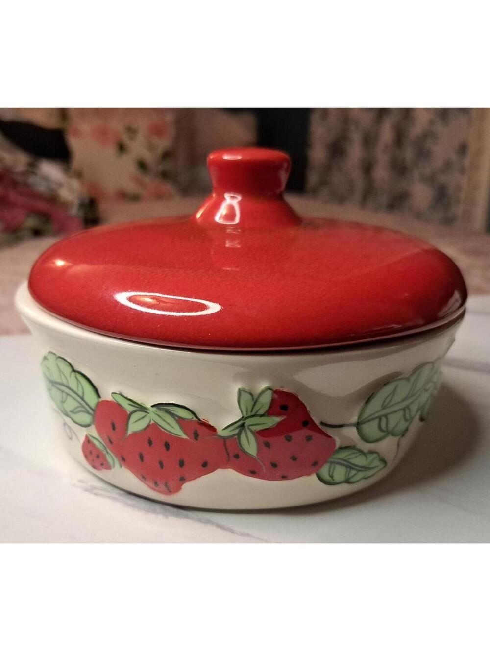 Vintage Strawberry Baking Dish/Lidded Pot